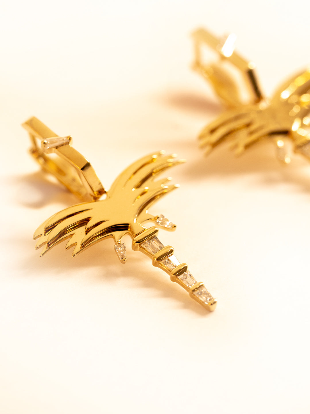 Golden- Palm earrings - Diamonds - Yellow