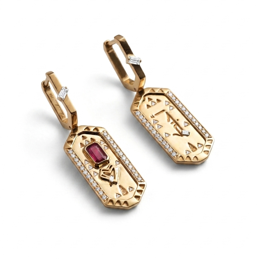 Tales & Treasures- Love Ruby Earrings - Paved in diamonds