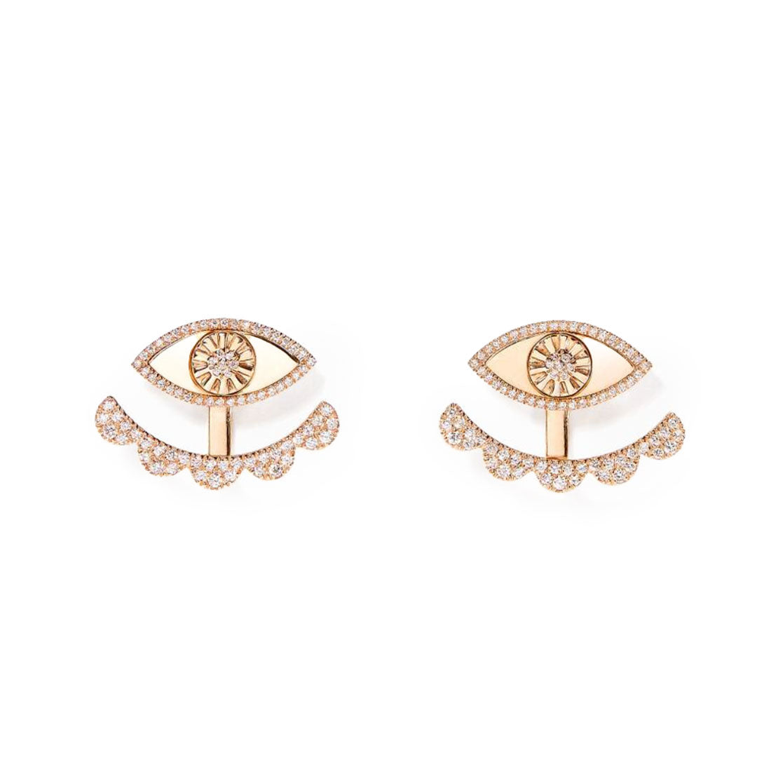 My Eyes -Double Earrings- Paved-Rose - Charmaleena Jewellery