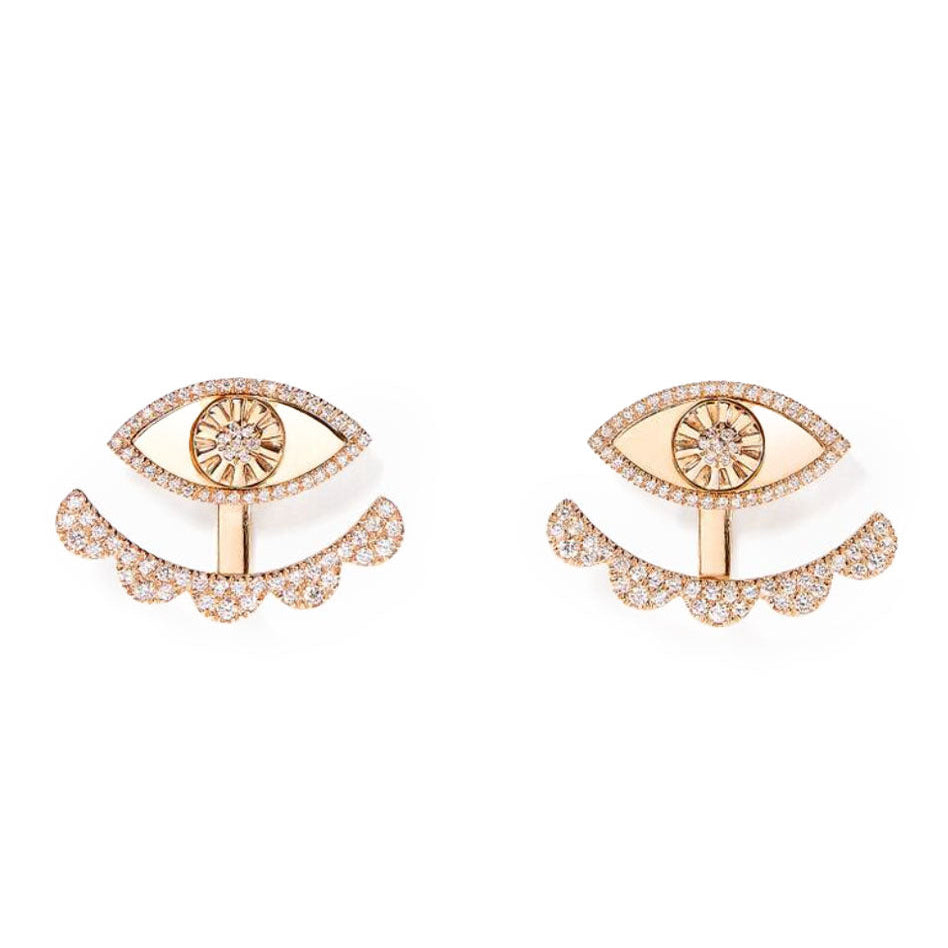 My Eyes -Double Earrings- Paved-Rose - Charmaleena Jewellery