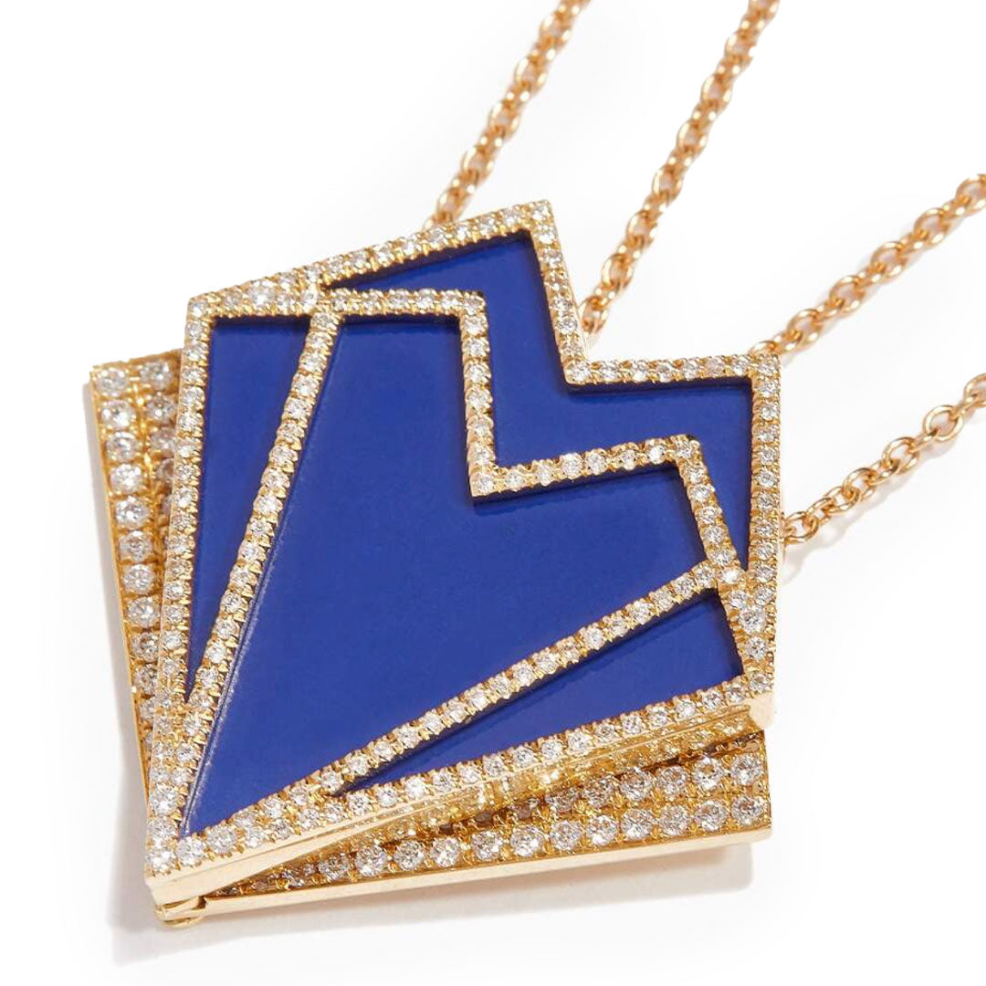 My Heart Double Pendant - Lapis - Yellow - Charmaleena Jewellery