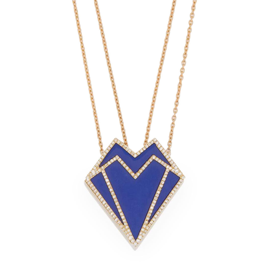 My Heart Double Pendant - Lapis - Yellow - Charmaleena Jewellery
