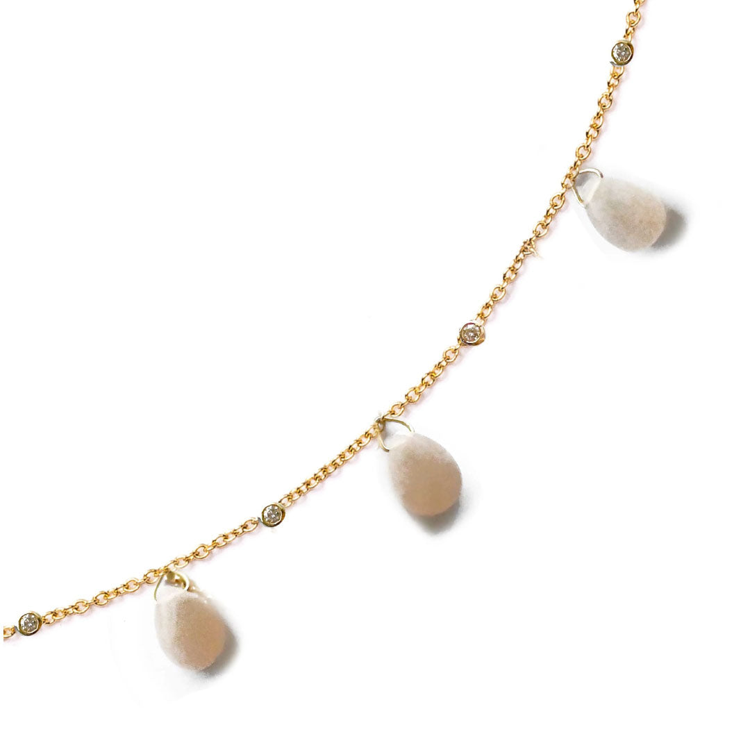 Multi Stones Necklace Brown Moonstone Pave In Diamonds Yellow Gold