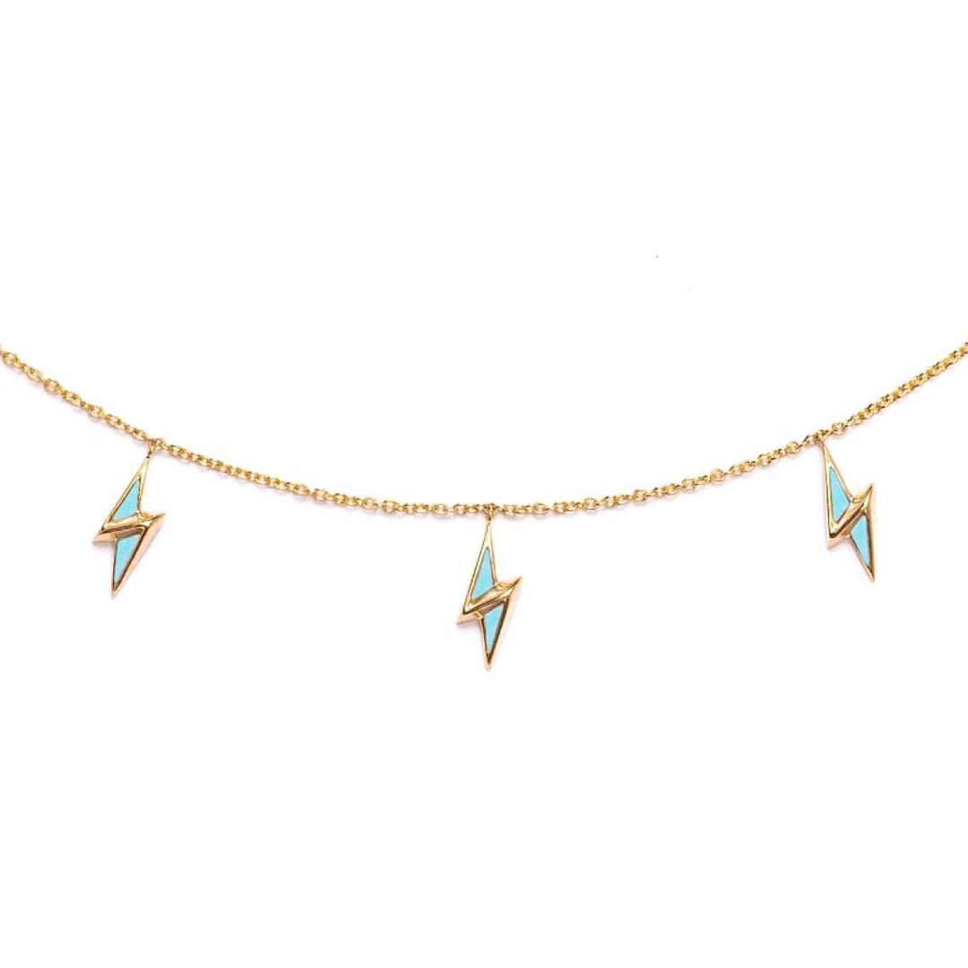 Multi Energy Necklace Turquoise Yellow Gold