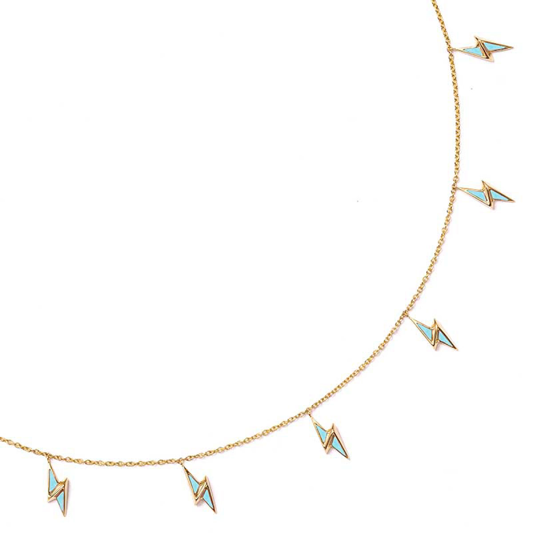 Multi Energy Necklace Turquoise Yellow Gold