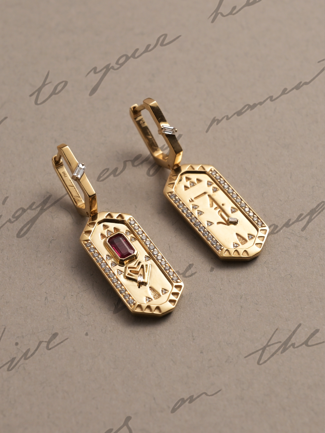 Tales & Treasures- Love Ruby Earrings - Paved in diamonds - Charmaleena Jewellery - Diamond Jewellery - Tales & Treasures