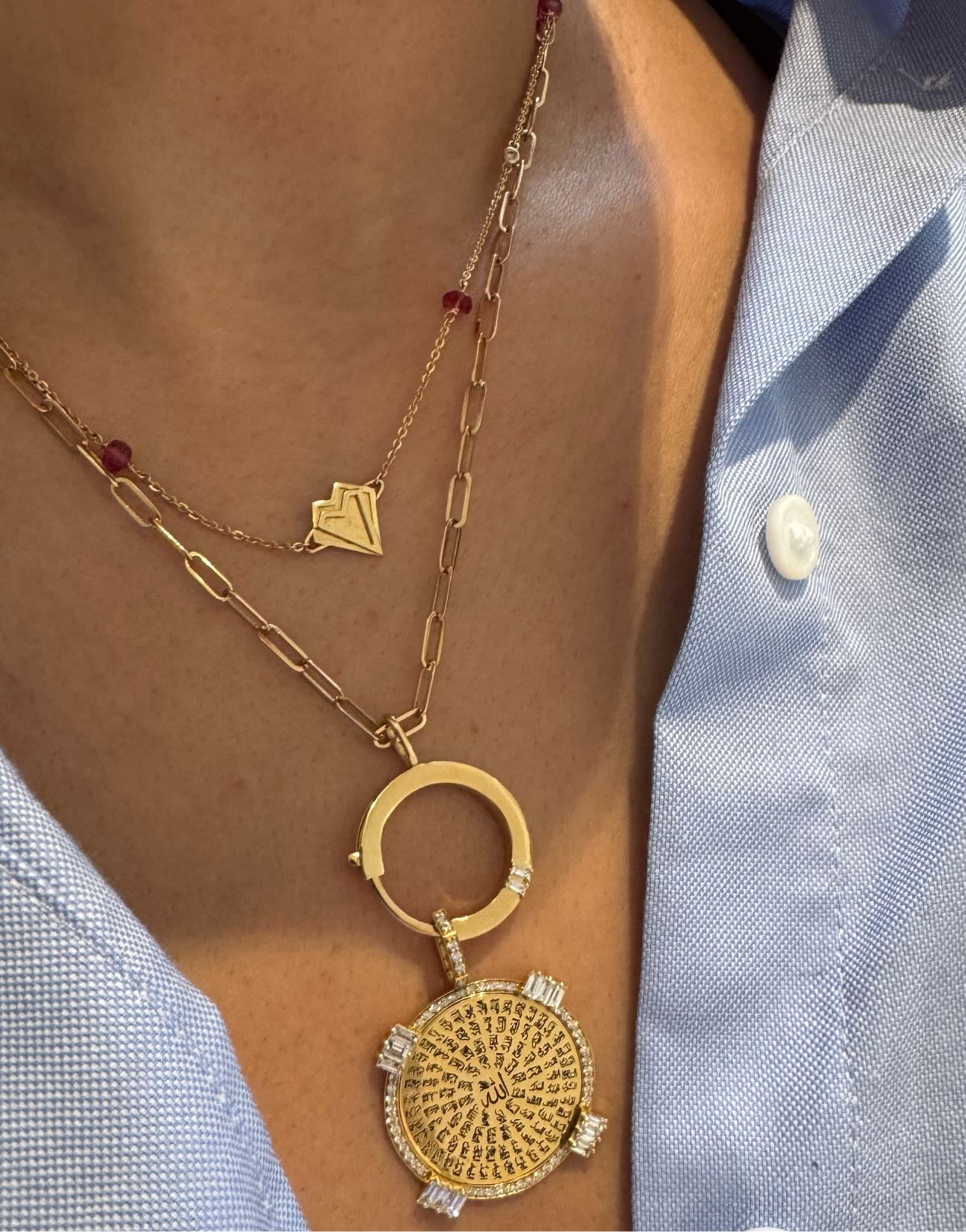 Golden - Ring Chain Necklace - Yellow - Charmaleena Jewellery - Diamond Jewellery - Golden