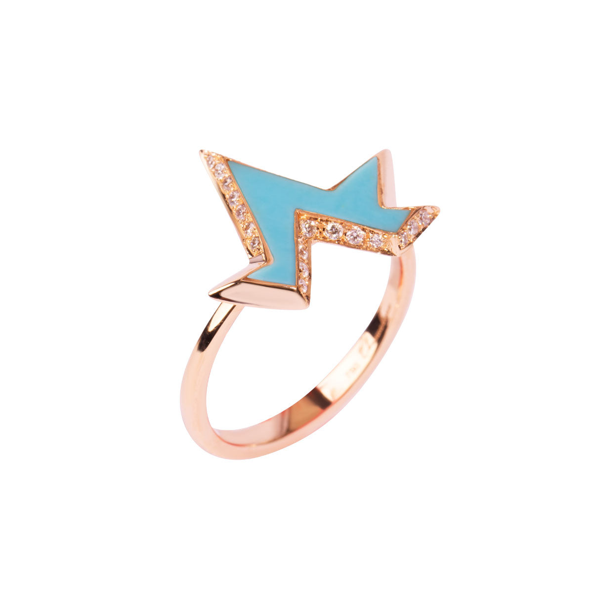 Energy Ring Turquoise Framed In Diamonds Yellow Gold