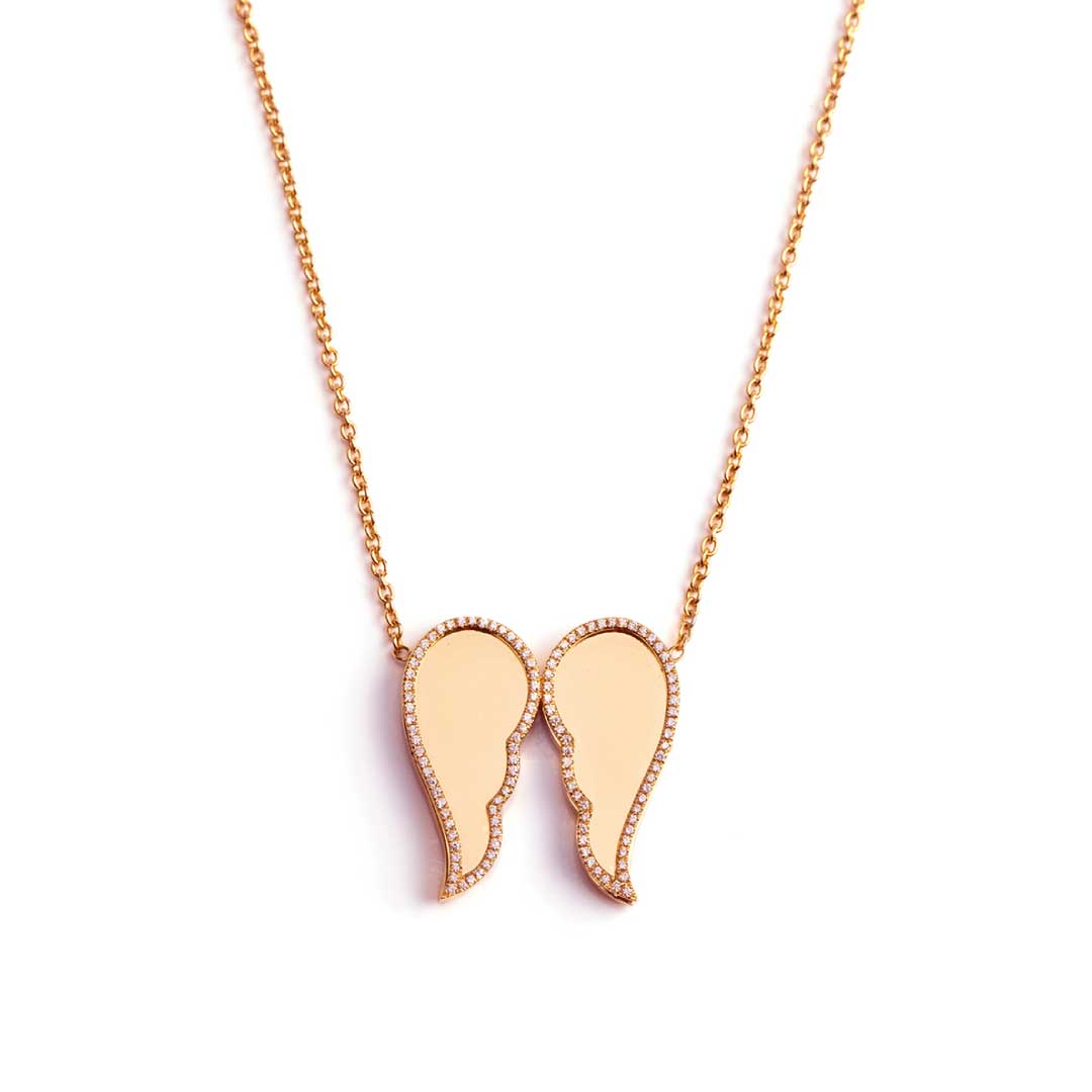 Freedom Necklace / Earrings Outlined In Diamonds Rose Gold