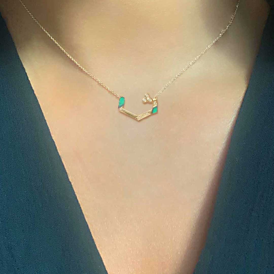 28 Collection Necklace (ث) - Green - Charmaleena Jewellery
