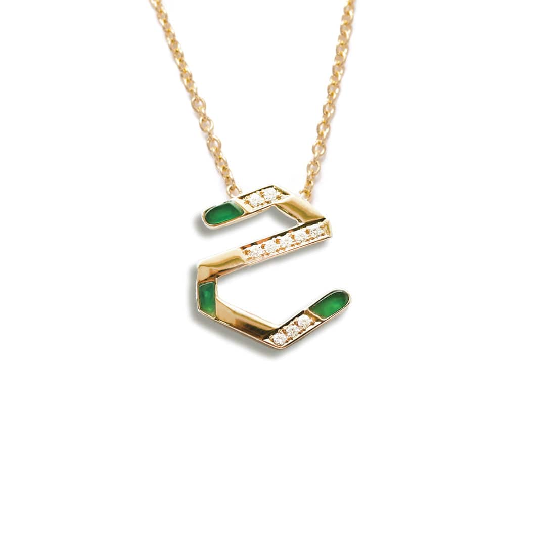 28 Collection Necklace (ح) - Green - Charmaleena Jewellery