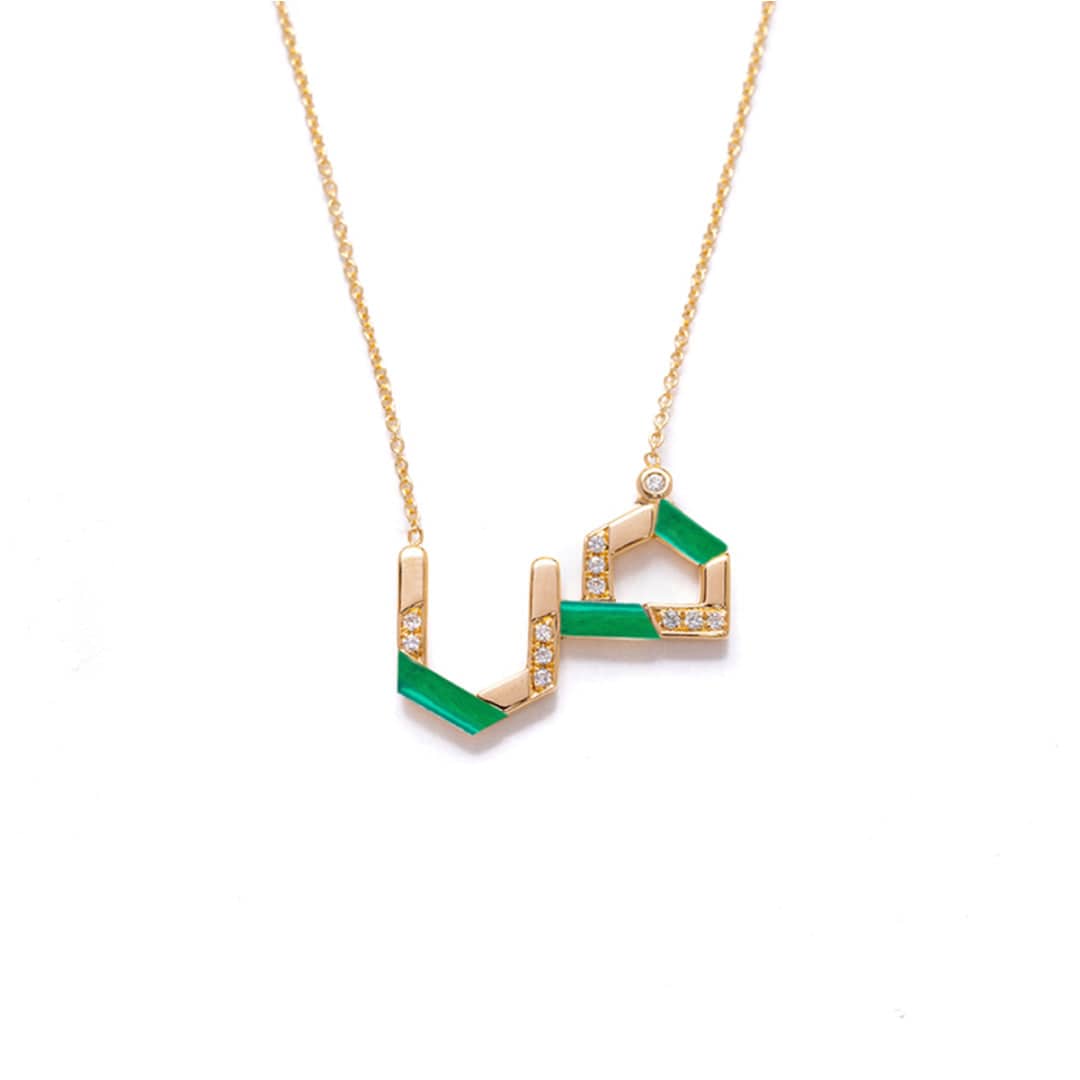 28 Collection Necklace (ض) - Green - Charmaleena Jewellery
