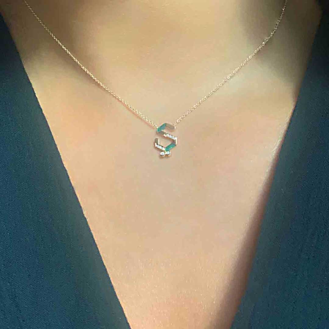 28 Collection Necklace (ي) - Green - Charmaleena Jewellery