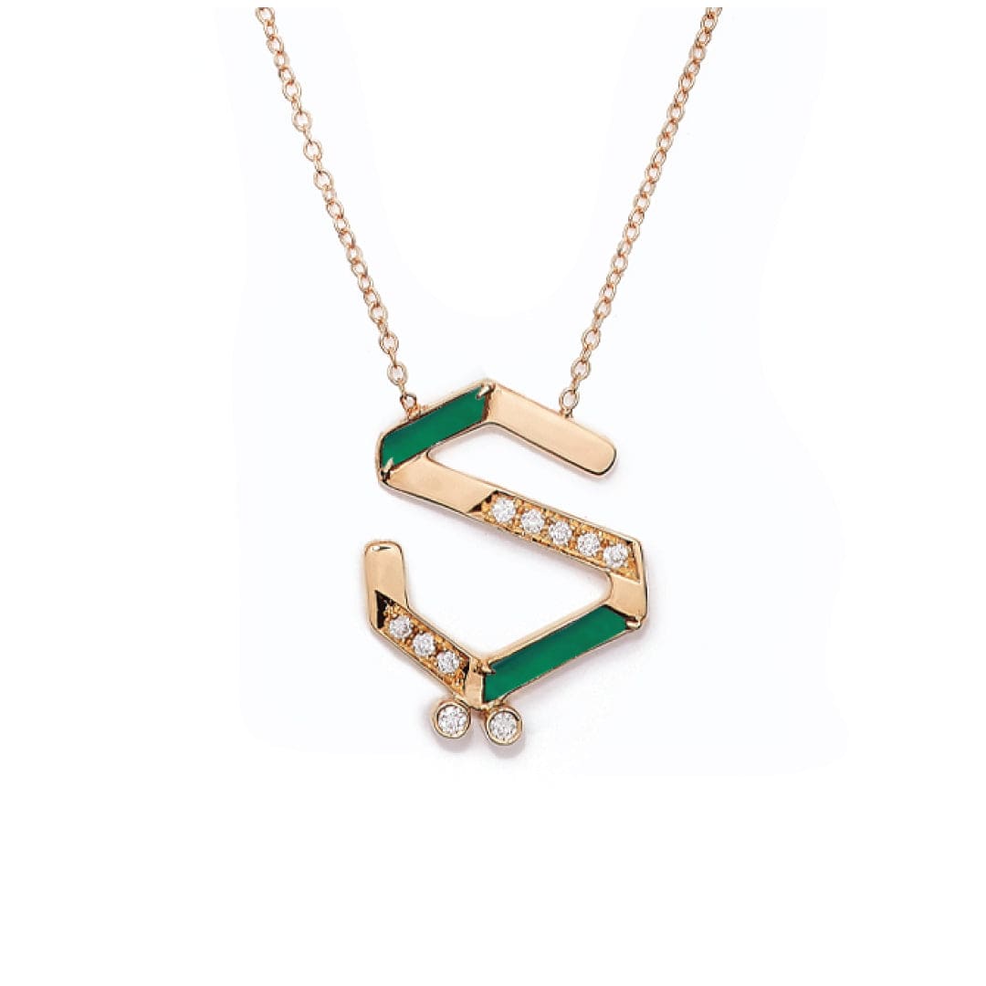28 Collection Necklace (ي) - Green - Charmaleena Jewellery