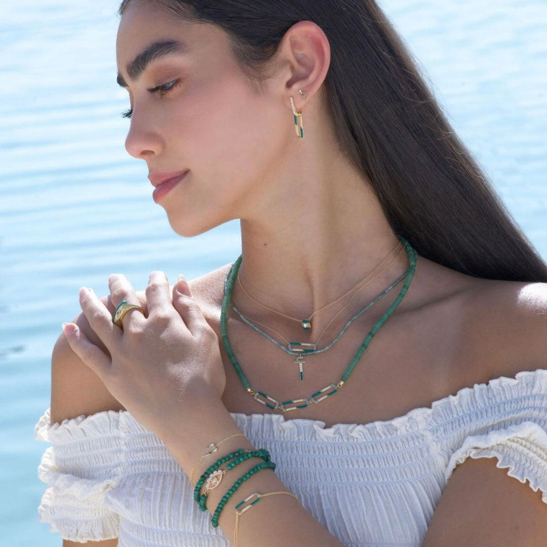 28 Collection Necklace (أ) - Green - Charmaleena Jewellery