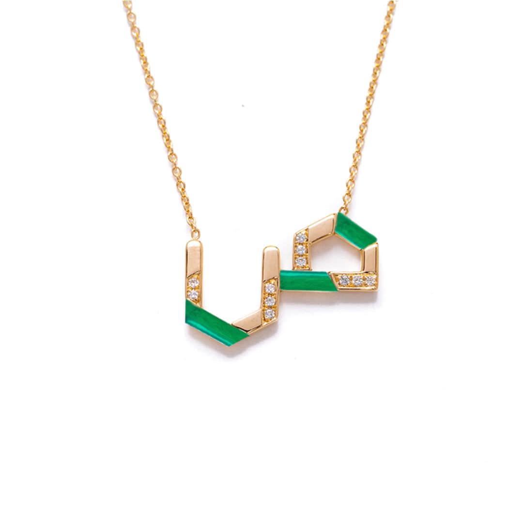 28 Collection Necklace (ص) - Green - Charmaleena Jewellery