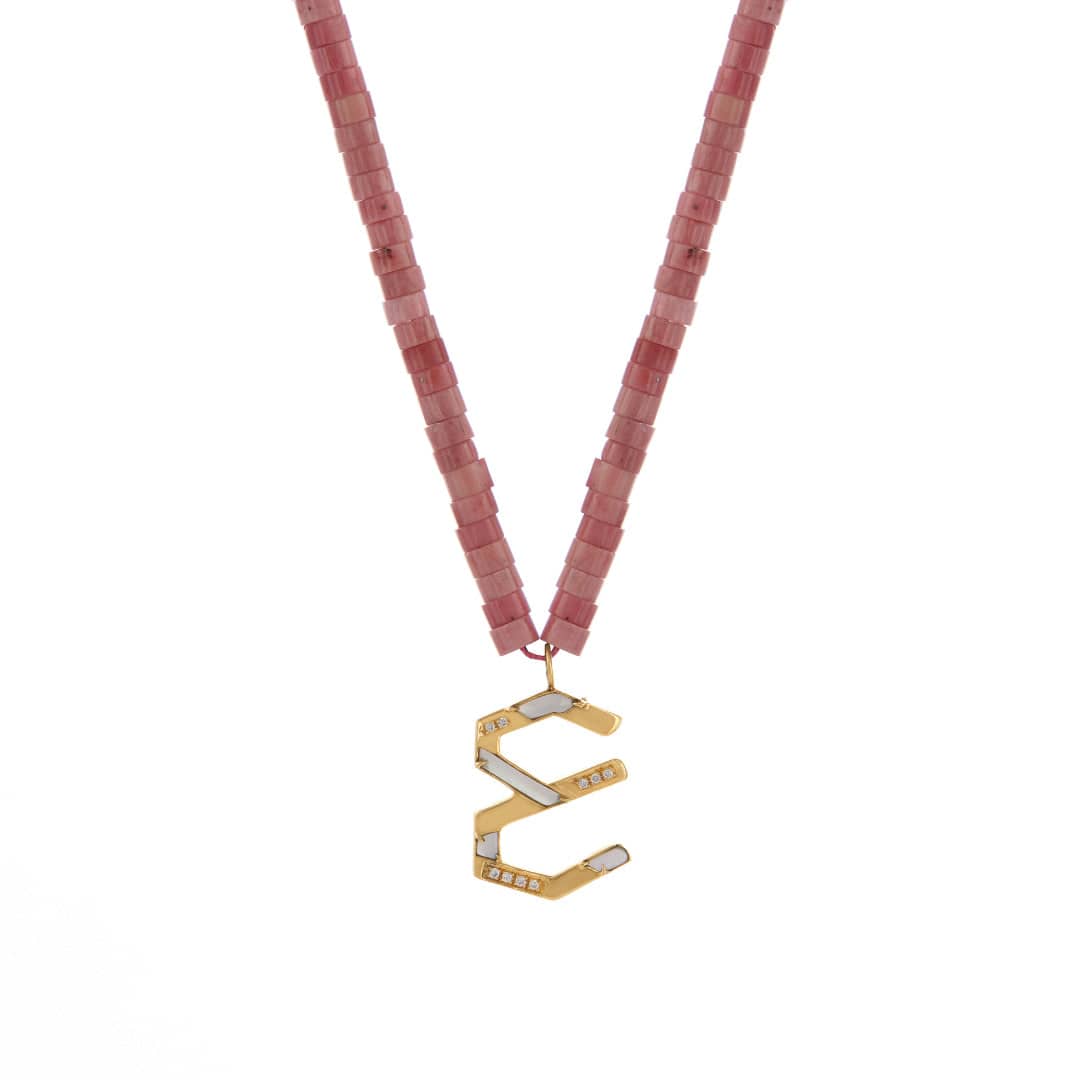 28 Collection Beaded Necklace (ع) - White - Charmaleena Jewellery