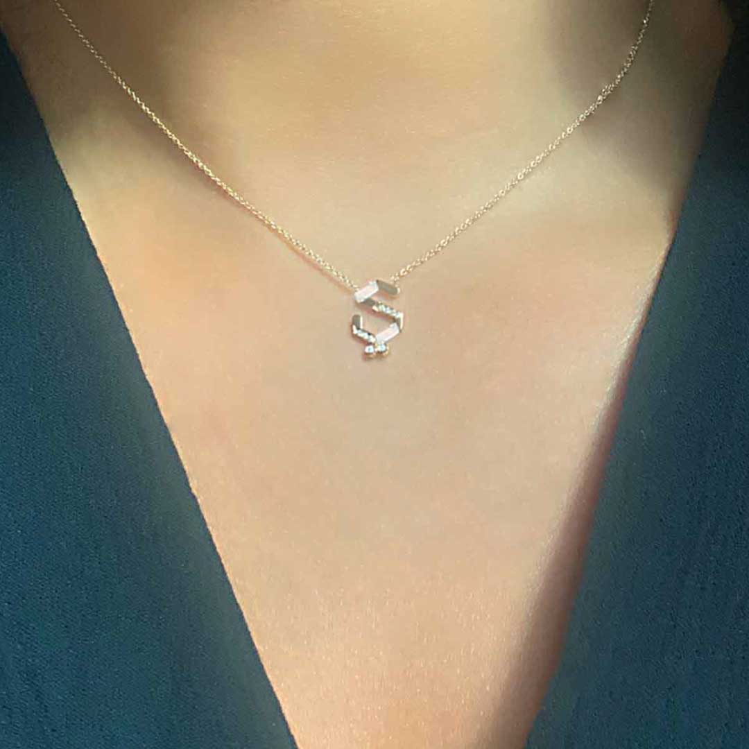 28 Collection Necklace (ي) - White - Charmaleena Jewellery