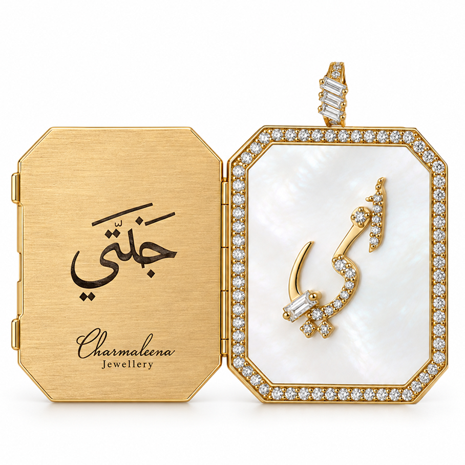 Tales & Treasures- Locket Family Picture Pendant - Paved - Charmaleena Jewellery - Diamond Jewellery - Tales & Treasures