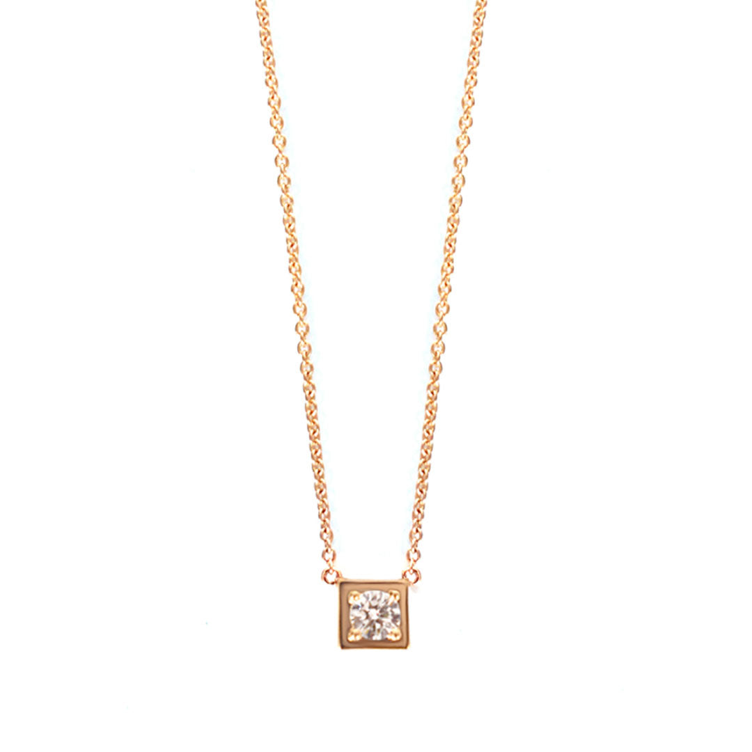 Classic Necklace Square Cut Diamond Rose Gold