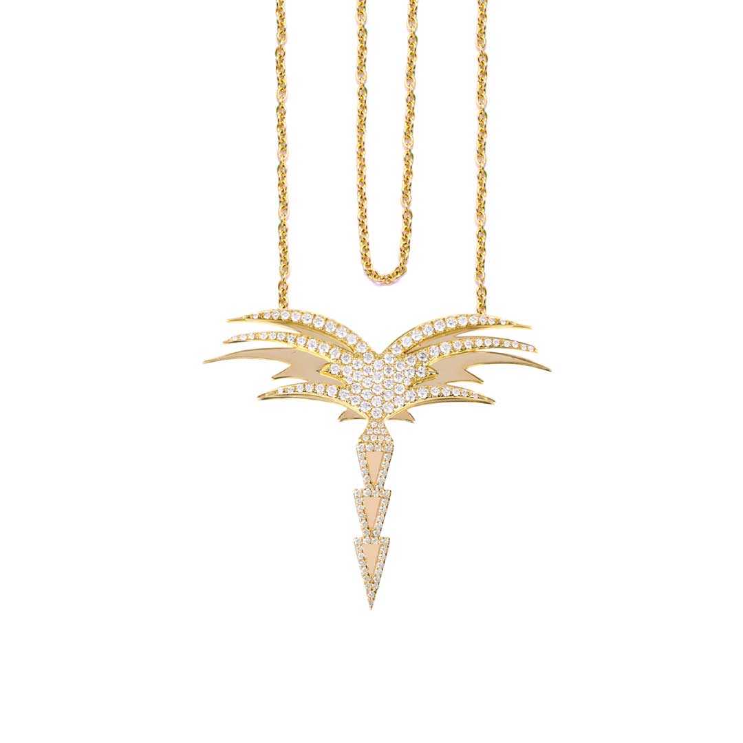 Edges of Nature Double Chain Necklace Pave in Diamonds Yellow Gold
