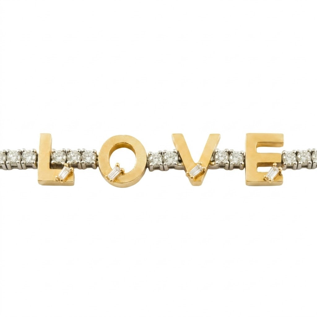 Golden - Tennis Bracelet - LOVE
