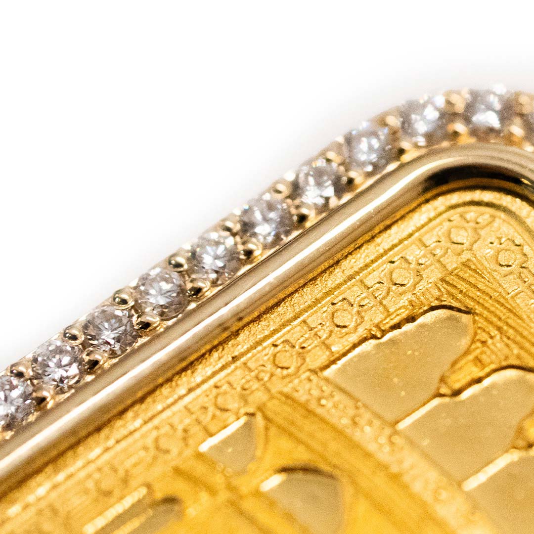 Tales & Treasures- 24K - Kaaba Gold Bar Pendant - 3 Baguettes