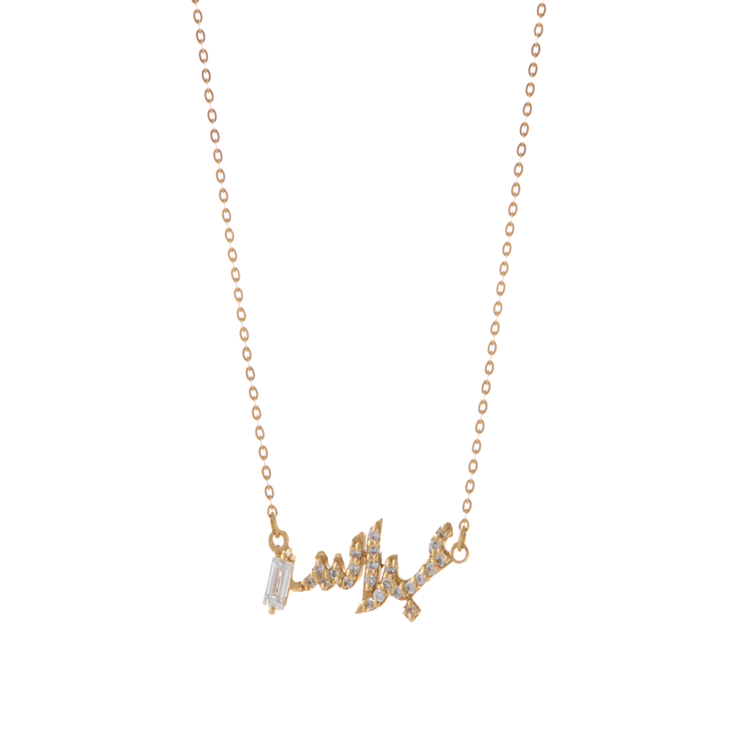 Ca–love–graphy single name with diamonds Yellow Gold