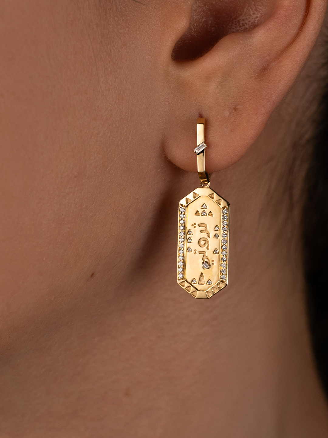 Tales & Treasures- Palm - Emerald Earrings - Paved in diamonds