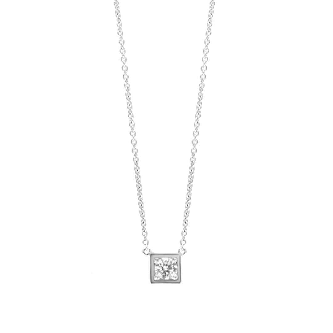 Classic Necklace Round Cut Diamond White Gold