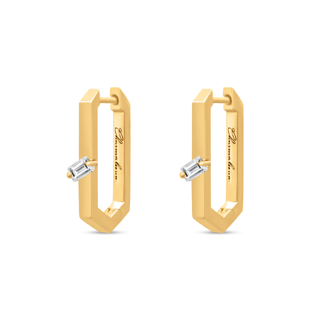 Golden Classic Earring - Single Baguette - Yellow - Charmaleena Jewellery