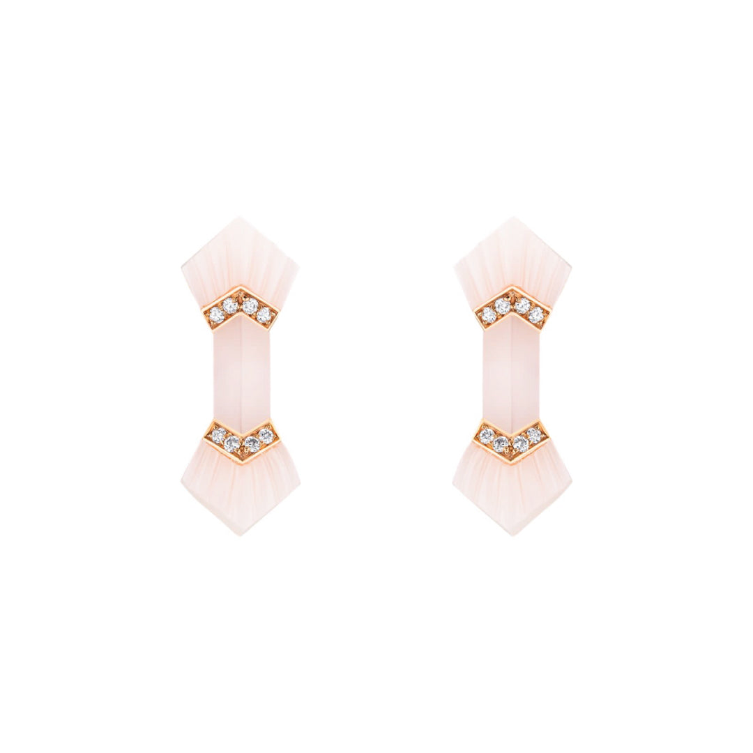 Elements Earrings Outlined In Diamonds Pink Opal Rose gold