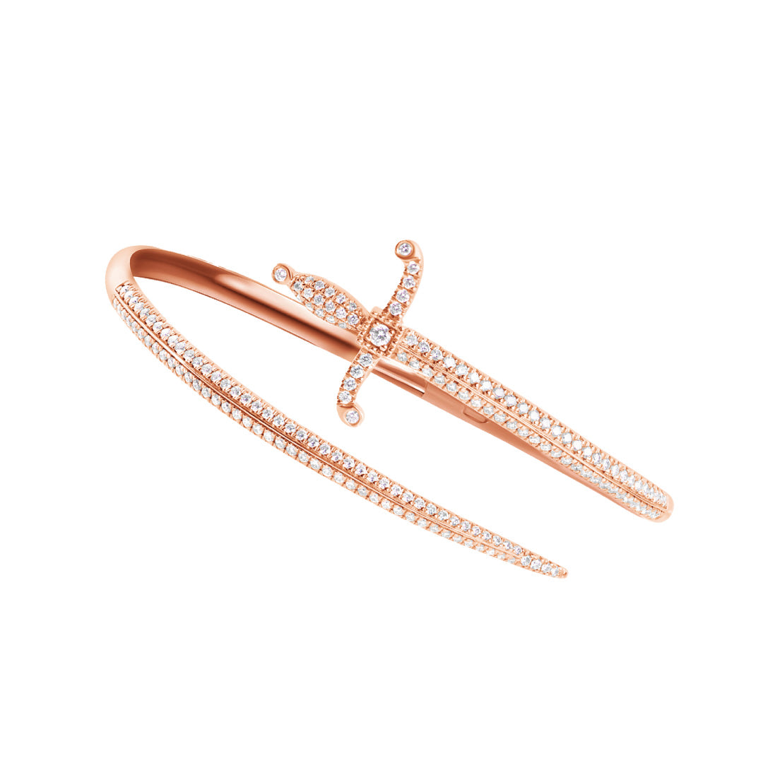Swords Of Love Cuff Bracelet-Pave Diamonds - Rose Gold