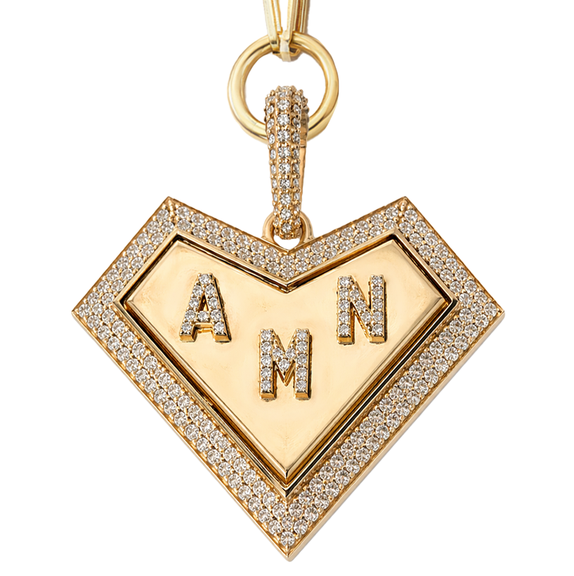 My Heart Medallion- Custom Special edition - Three Letter - Paved in Diamonds - Charmaleena Jewellery - Diamond Jewellery - My Heart