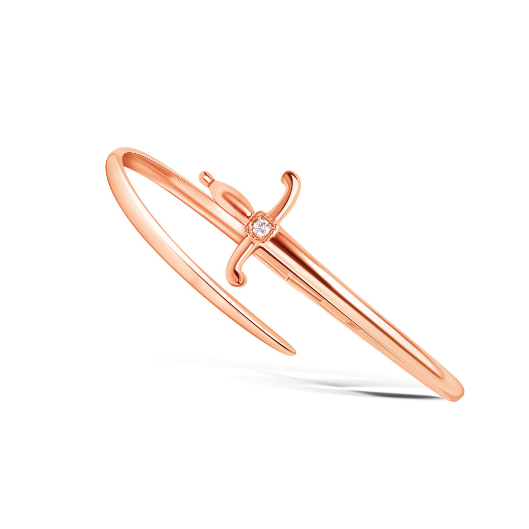 Swords Of Love Cuff Bracelet-One Diamond - Rose Gold