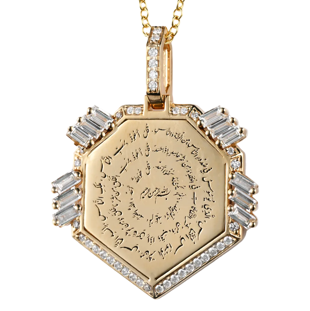 Golden - Geometric Pendant - Almouzat - Paved- Yellow - Charmaleena Jewellery - Diamond Jewellery - Golden