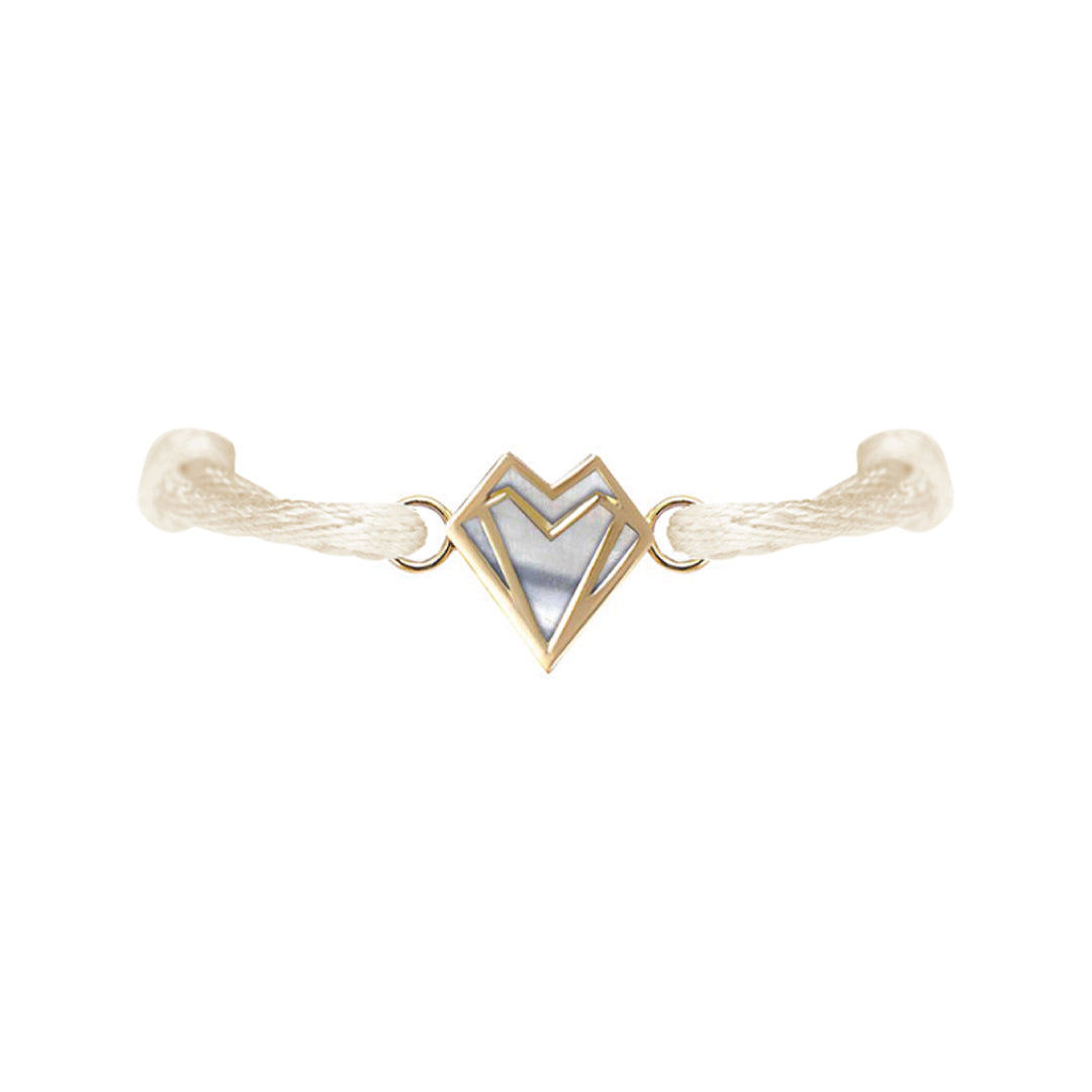 Petite Heart Bracelet White Mother Of Pearl Yellow Gold