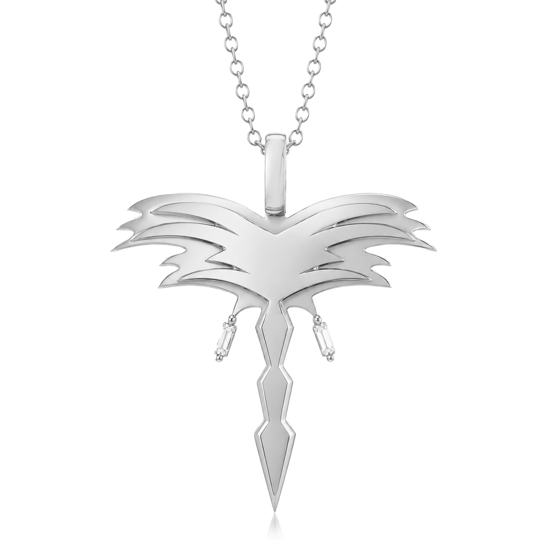 Golden - Palm Pendant - White
