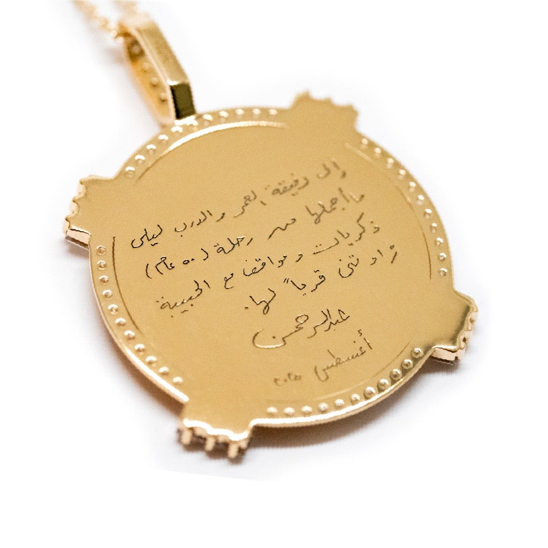Golden - Round Pendant - Custom - Paved - Yellow - Charmaleena Jewellery - Diamond Jewellery - Golden