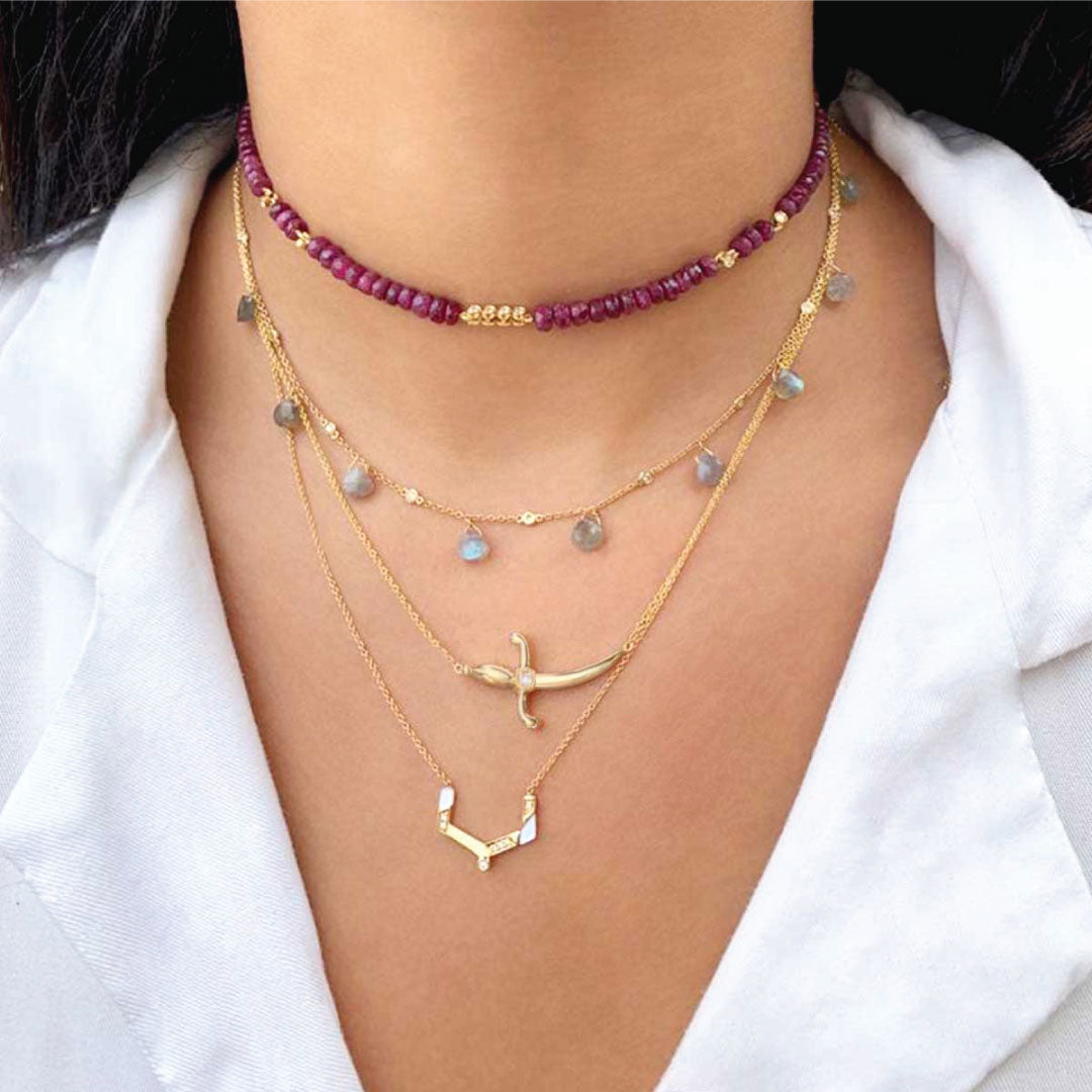 Swords Of Love-Necklace-One Diamonds - Rose Gold