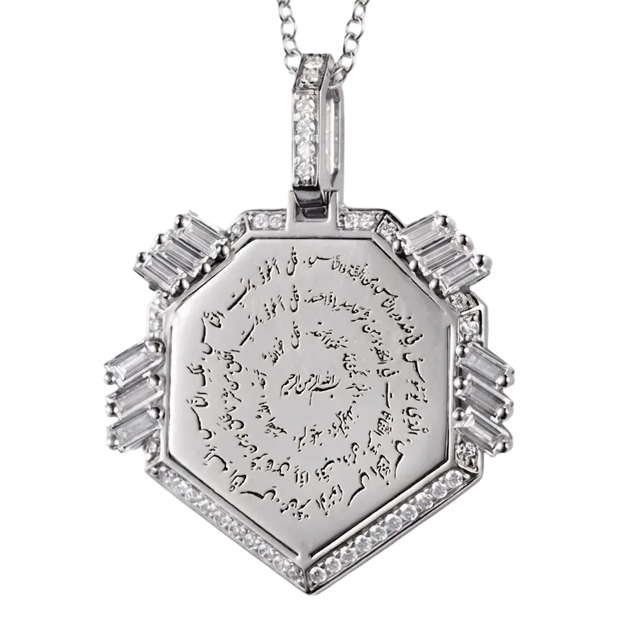 Golden - Geometric Pendant - Almouzat - Paved- Yellow - Charmaleena Jewellery - Diamond Jewellery - Golden