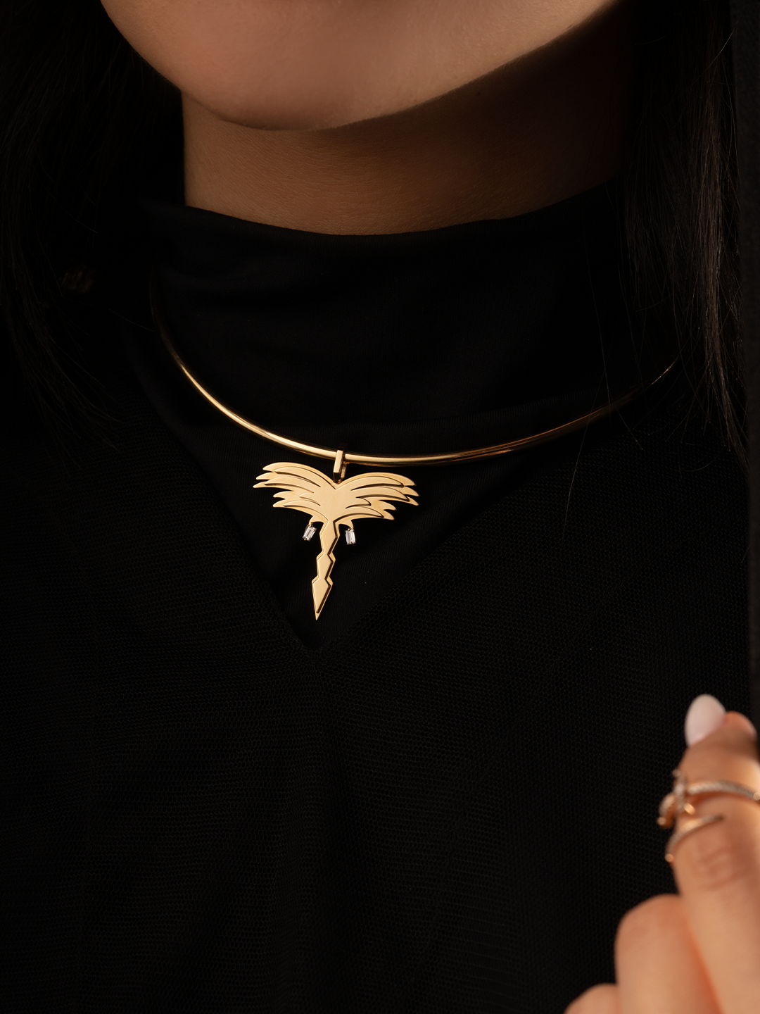 Golden - Palm Pendant - Rose - Charmaleena Jewellery - Diamond Jewellery - Golden