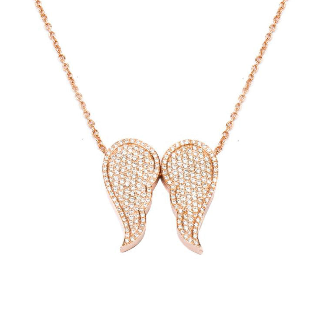 Freedom Necklace/ Earrings Paved-in Diamonds Rose Gold