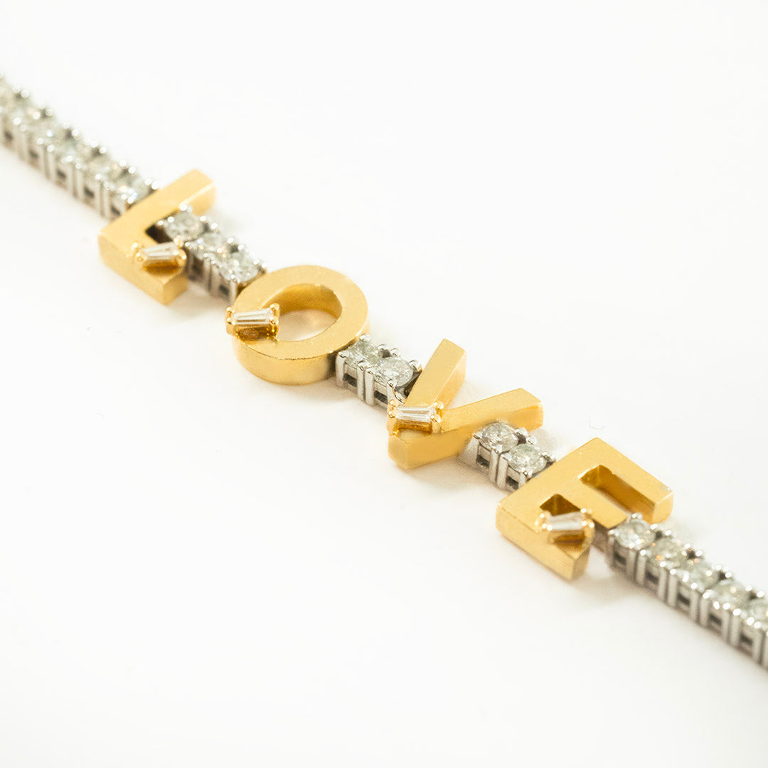 Golden - Tennis LOVE Bracelet