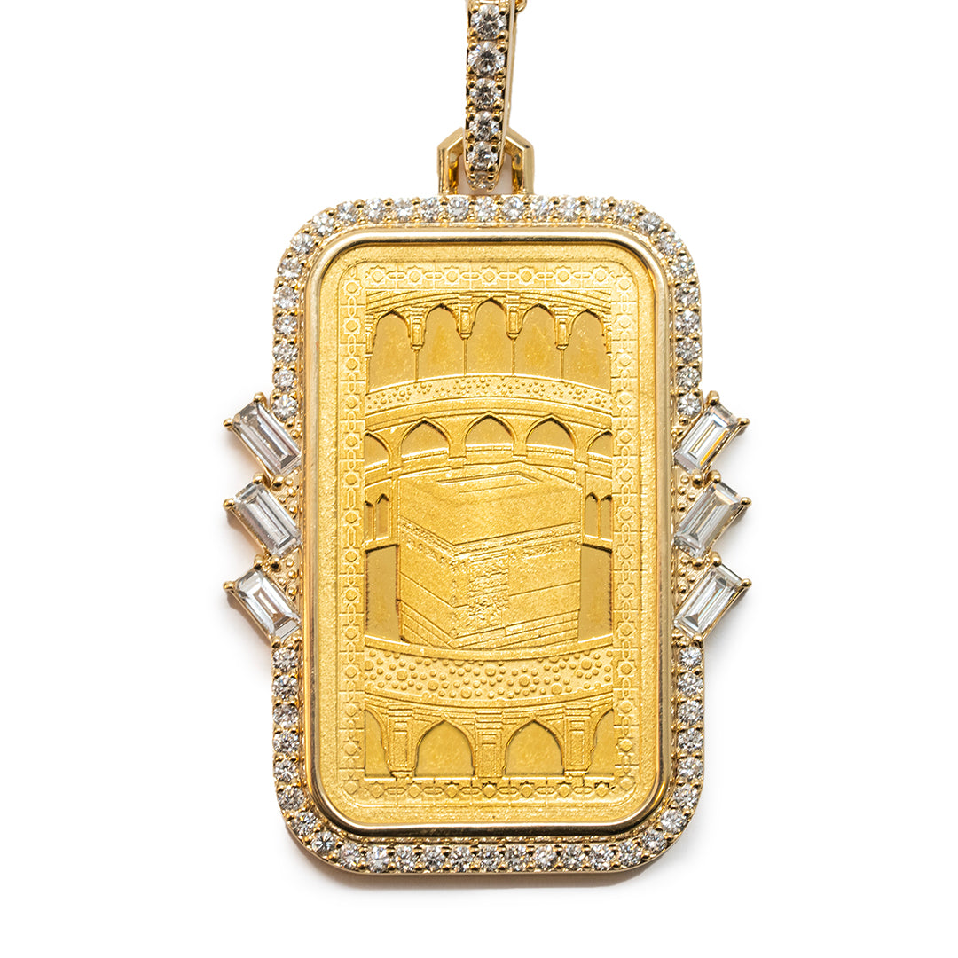 Tales & Treasures- 24K - Kaaba Gold Bar Pendant - 6 Baguettes