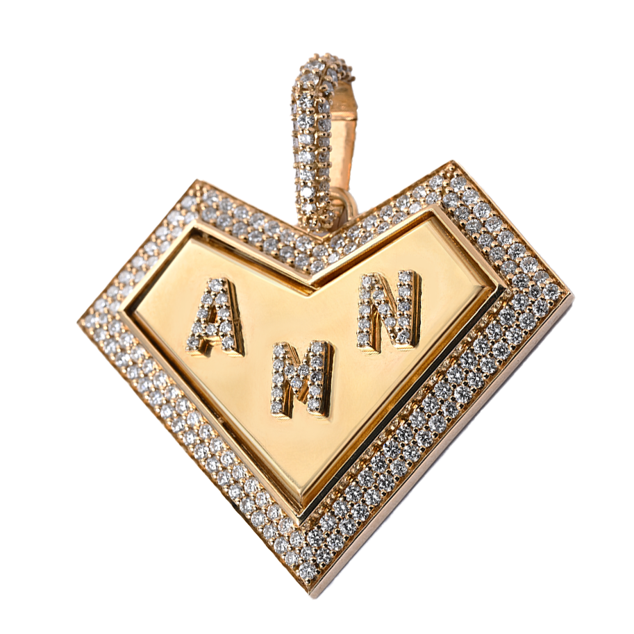 My Heart Medallion- Custom Special edition - Three Letter - Paved in Diamonds - Charmaleena Jewellery - Diamond Jewellery - My Heart