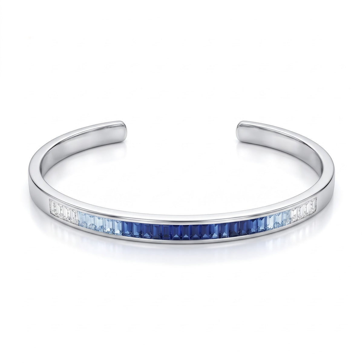 Golden - Baguette Bangle- Sapphires & Diamonds - White Gold - Charmaleena Jewellery - Diamond Jewellery - Golden