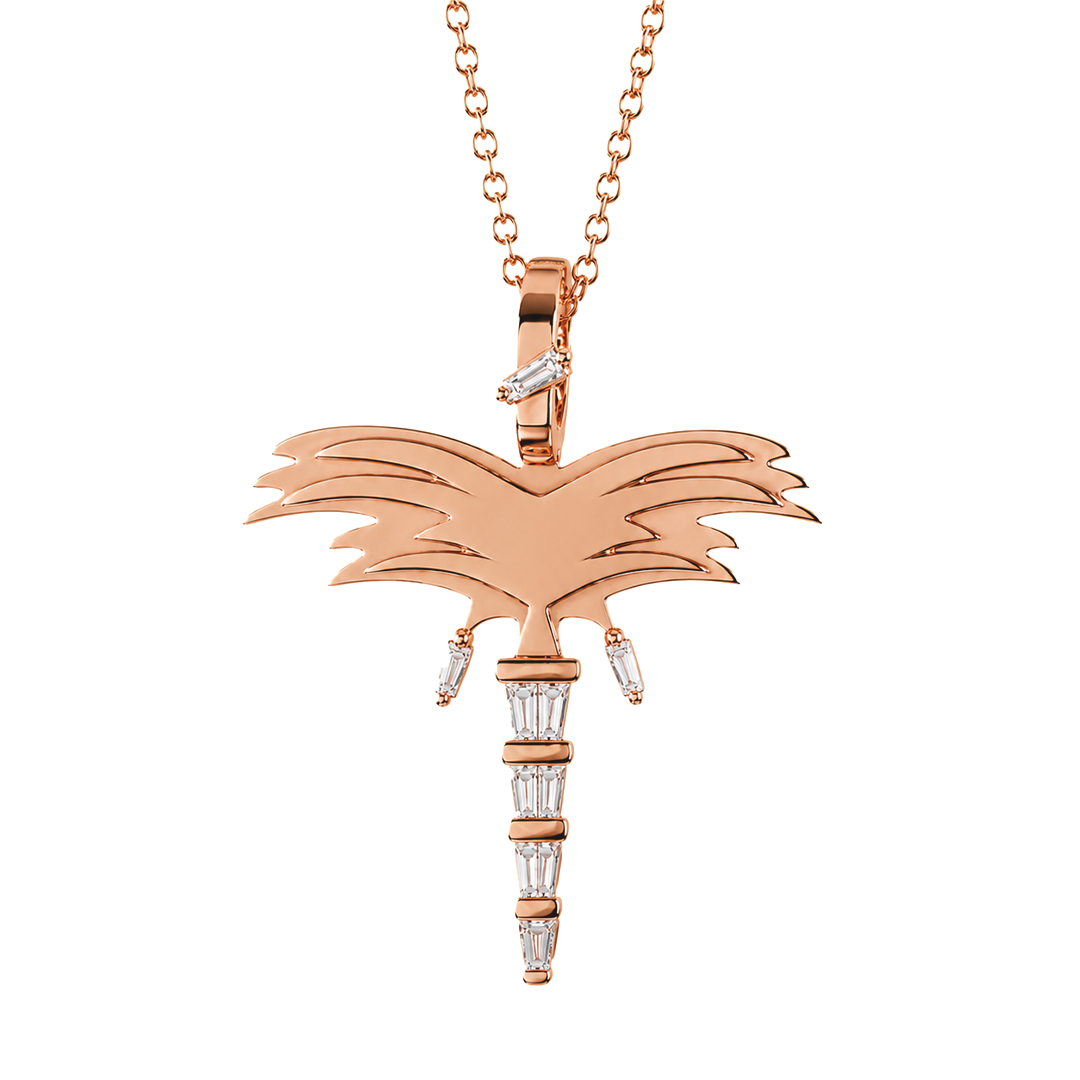 Golden- Palm Necklace - Diamonds - Rose Gold