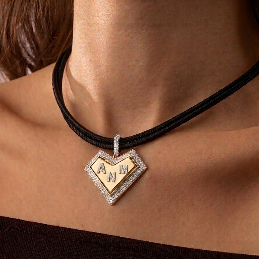 My Heart Medallion- Custom Special edition - Three Letter - Paved in Diamonds