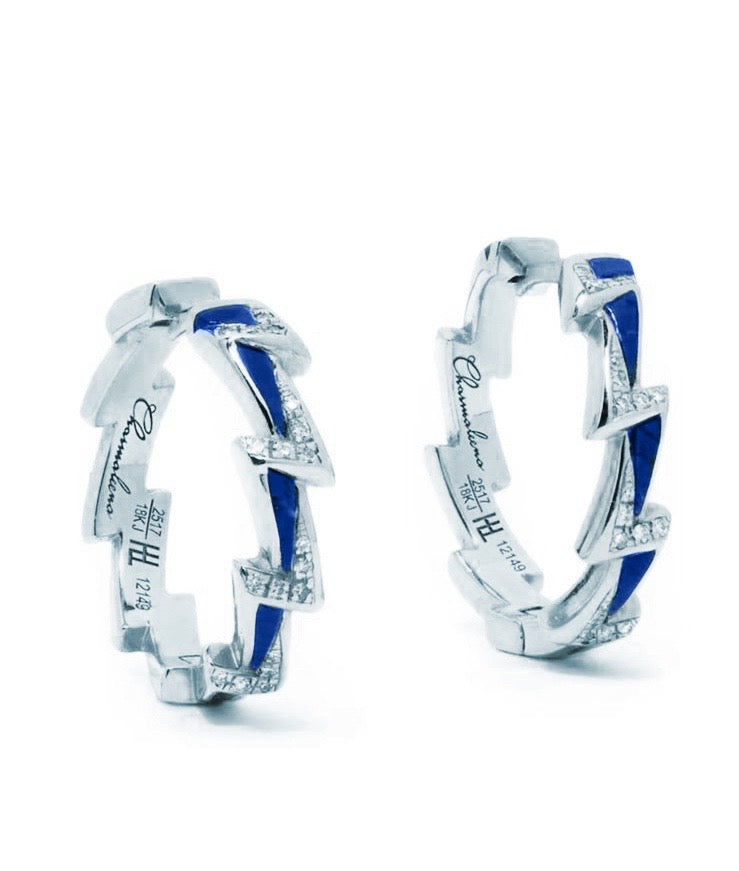 Energy Hoop Earrings- Lapis - White